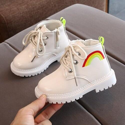 New Kids Boots Autumn/Winter Boys Girls Boots Leather Martin Boots Fashion Waterproof Non-Slip Warm Kids Shoes Size 21-30