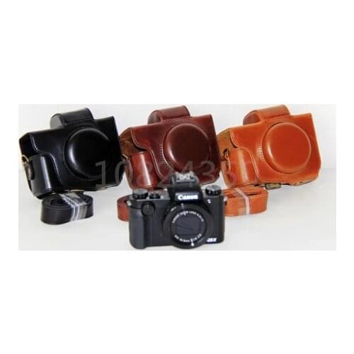 PU leather Camera Bag Case Cover Pouch with strap for Canon G5X G5 X shoulder strap
