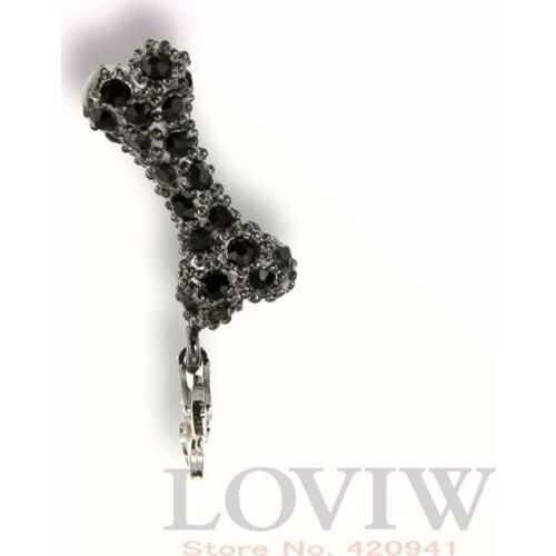Black Zirconia Bone Charm pendant lobster clasp stylised dog treat Fit Bracelet handmade European Fashion Jewelry
