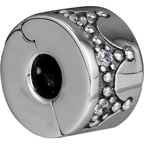 CKK Dazzling Crown Clip Charm Bead Fit European Original Bracelets sterling silver jewelry woman DIY beads for jewelry making