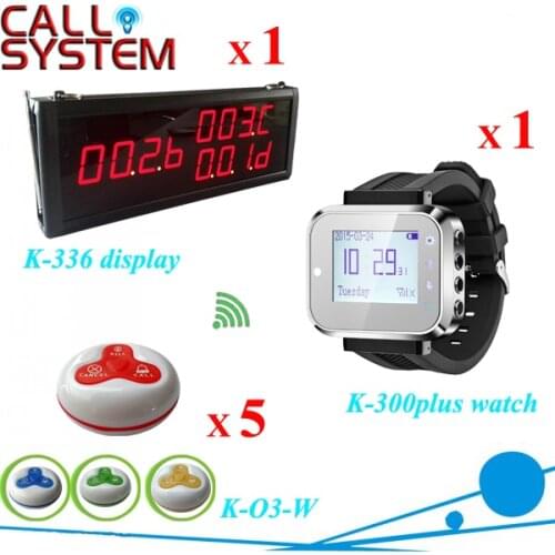 Electronic service pager system 1 display monior 1 watch wrist with 5 table buzzer 100% waterproof