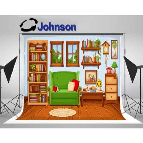 Living Room Sofa Bookcase Window Bookshelf photo backdrop High quality Computer print children kids background