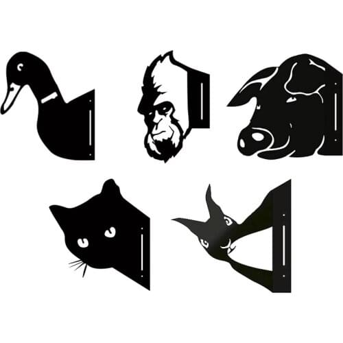 Peeking Animals Metal Art Sculpture Farm Fence Art Wall Decor Outdoor Indoor Hanging Ornaments Garden Decor-ABUX