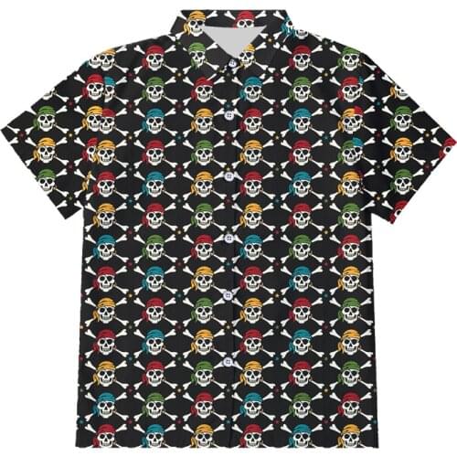 IFPD EU Size Summer Women/mens 3d Printed Pirate Skull Button Shirts Unisex Short Sleeve Shirts Casual America Plus Size Shirt