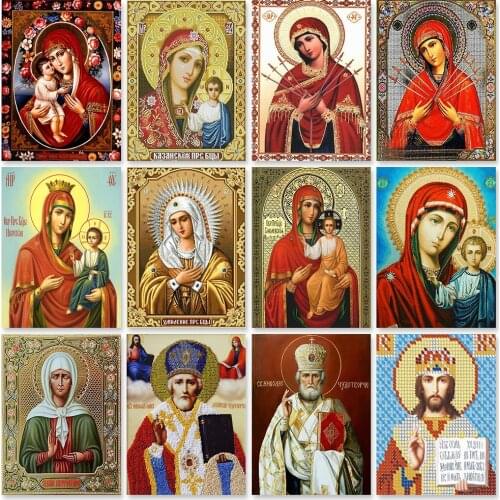ZOOYA 5D DIY Diamond Painting Religion Diamond Mosaic Icons Cross Stitch Kits Portrait Diamond Embroidery Full Drill Home Decor