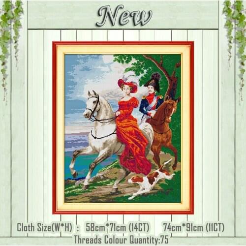 Knight couples home decor paintings Counted printed on canvas DMC 14CT 11CT Chinese Cross Stitch Needlework kits Embroidery Sets