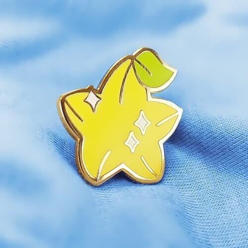 Kawaii Yellow Carambola Hard Enamel Pin Kingdom Heartss Game Inspired Brooch Cartoon Fruit Badge Accessories Unique Gift