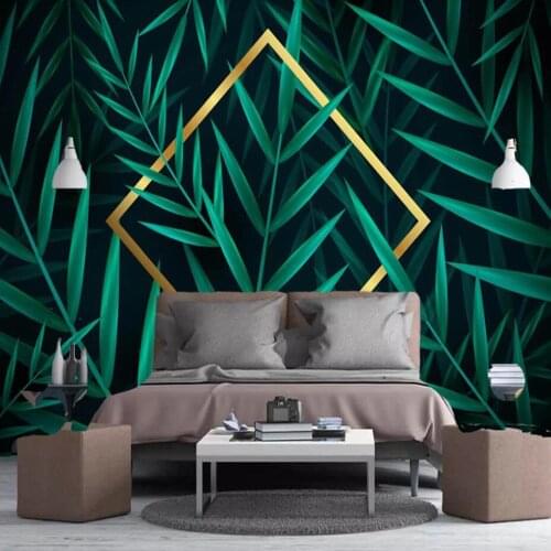 Milofi Custom 3D Wallpaper Mural Nordic Modern Hand Painted Tropical Plant Leaves Background Wall Decorative Painting Wallpaper