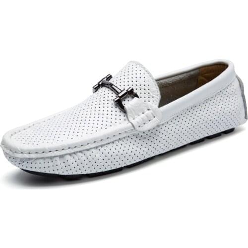 Mens Leather Shoes Adult Men Loafers Casual Shoes Moccasins for Men Fashion Shoe Leather Hollow Male Formal Footwear