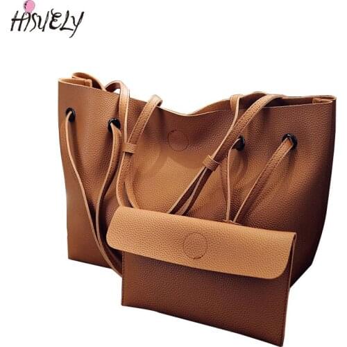 New Fashion casual female tote PU leather handbag ladies pack hot sale simple large capacity fresh women shoulder bag