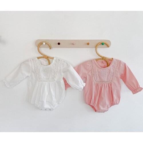 New 2020 Spring Autumn Toddler Clothing Baby Girls Embroider Lace Rompers Kids Baby Clothing Baby Girl Long Sleeve Rompers