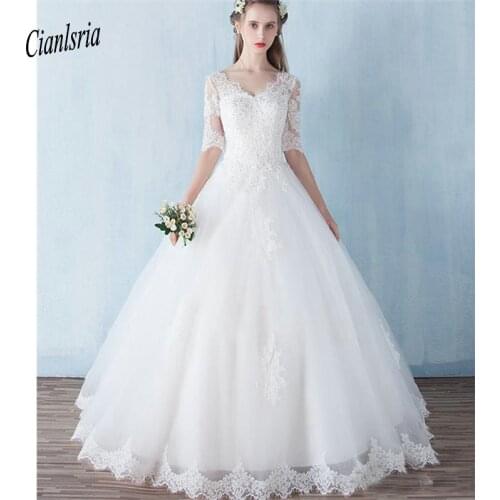 New Bridal Gowns Lace Ball Gown Wedding Dress with Appliques Floor Length Corset Lace Up Wedding Dress