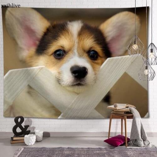 Adorable Animal Pembroke Welsh Corgi Dog Custom HD Tapestry For Carpet Travel Mattress Wall Carpets Art Home Decor 100x150cm