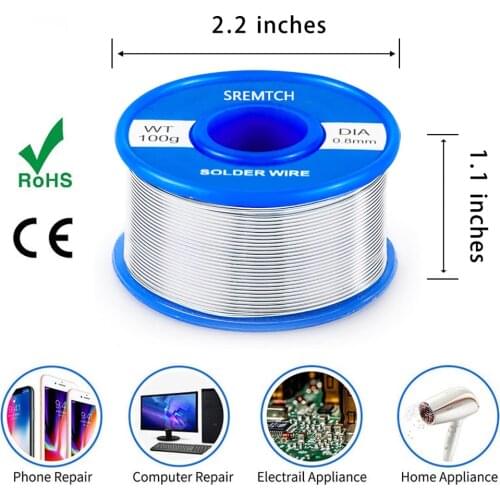 New 100g Tin lead Free Rosin Core Solder Wire 0.8mm 2% Flux Reel Welding line Soldering Wire Roll No-clean