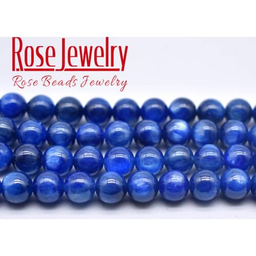 Wholesale Top Quality Natural Stone Round Blue Kyanite Beads 15" Strand 6 8 mm For Jewelry Making DIY Bracelet Necklace