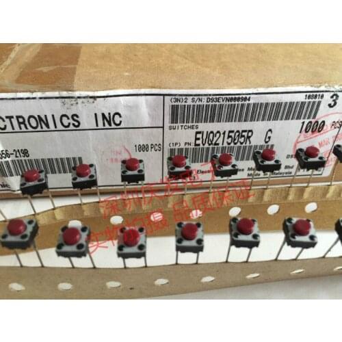 Original new 100% EVR21505R 6*6*5 DIP 2pin touch switch micro touch button switch small square 300 thousand time red head