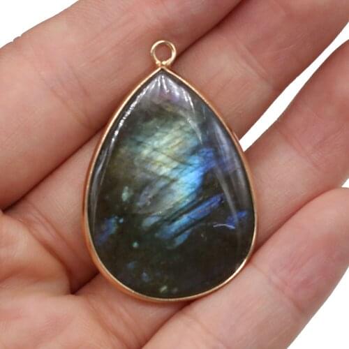Natural Semi-precious Stones Drop Shape Flash Labradorite Charms for Jewelry Making DIY Necklace Bracelet Ring Accessories