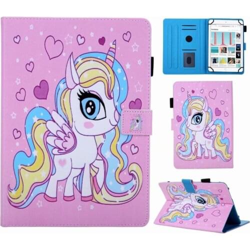 Lovely Kids Cartoon Leather Tablet Case For 10 inch Universal Magnetic Wallet clip Flip Silicone Back Stand Cover Funda+pen