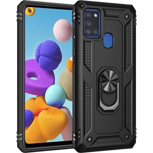 Luxury Armor Shockproof Case For Samsung Galaxy A21S Case For Samsung A21S A 21S SM-A217F Magnetic Car Ring Holder Stand Cover