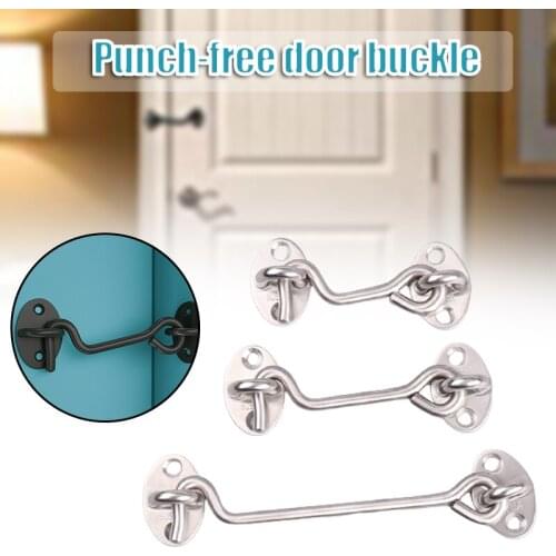 Stainelss Steel Door Buckle with Punch-Free Durable Convenient Wear Resistant Anti-Rust for Door Window Limiter Bolt Gate Lock