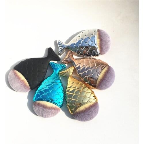The Chubby Mermaid Carve Contour Foundation Cream Brush - Blue/Gold/Matte Black/Silver - Beauty Makeup Brush Blender