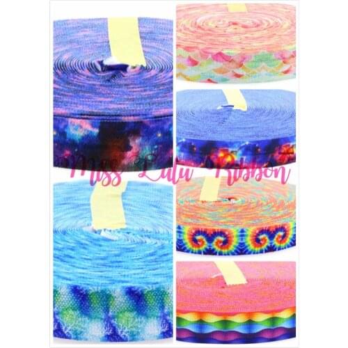 5/8" 16mm Fish Scales/Swril Printed Elastic Ribbon DIY Home Decor Accessories Webbing Christmas Tree Decoration 10yards/roll