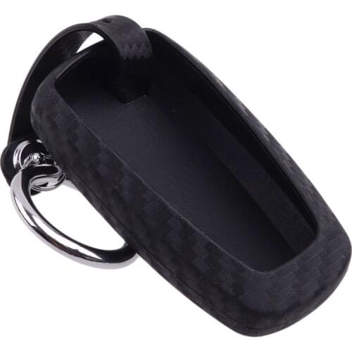 Smart Key Case Cover Shell Fob Holder Silicone Carbon Fiber Style Fit For Ford Focus MK4 Fusion Explorer Mustang F-150 Edge 2020