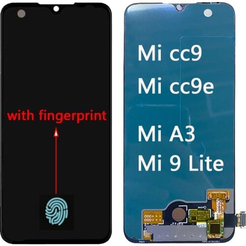SUPER AMOLED CC9 LCD For xiaomi Mi 9 Lite LCD Touch Screen with frame Digitizer Assembly For xiaomi CC9e Mi A3 LCD Repair