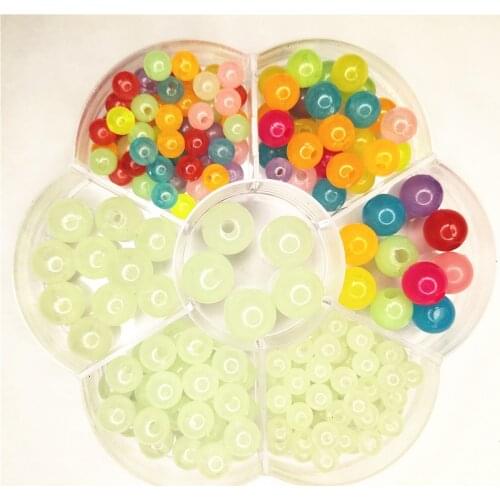 6/8/10/12mm Luminous DIY Childrens Bracelet Beads Bean Beads Fluorescent Plastic Round Beads Luminous Straight Hole Beads
