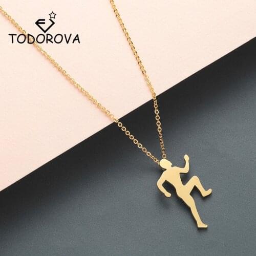 Todorova Gymnastic Runner Pendant Necklace Figure Running Men Silhouette Necklace Women Stainless Steel Sports Lover Gift