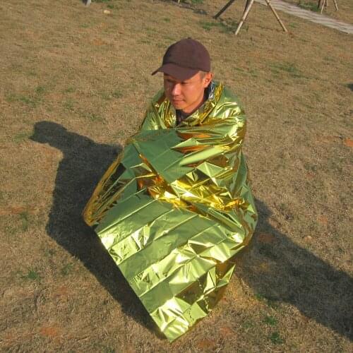 210*130CM Outdoor Camping Travel Waterproof Military Emergency Blanket Survival Rescue Insulation Curtain Blanket Silver