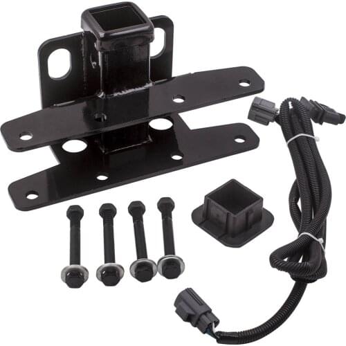 2" inch Towed Towing Black Rear Trailer Receiver Hitch For Jeep Wrangler JK and Unlimited 2 & 4 Door 2007-2018 With Wire Kit