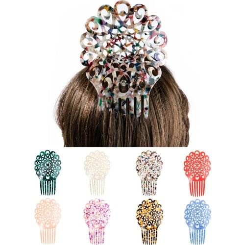 Vintage Hair Combs Colorful Acetate Hair Accessories Faux Tortoise shell Women Hair clips Flamenco dancers Headdresses jewelry