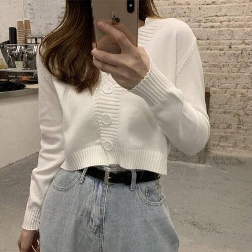 Autumn/winter Sweater Cardigan Knitted Women Short Short Sweater Long Sleeve V-neck Green Blue Waist Cardigan Womens Clothing