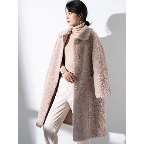 Fur Real 2020 Coat Winter Coat Women Sheep Shearling 100% Wool Coat Female Jacket Korean Long Coats Manteau Femme T897 s