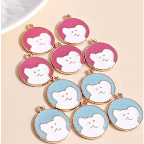 10pcs 19*22mm Cute Enamel Animal Charms for Necklaces Pendants Earrings DIY Circle Coin Charms Jewelry Accessories Making