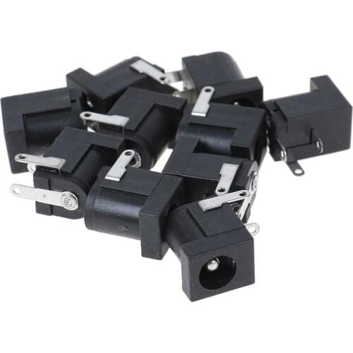 10pcs/lot DC-005 PCB Mount 5. x2.5 mm Female DC Power Jack Plug Socket Connector DC005 Black