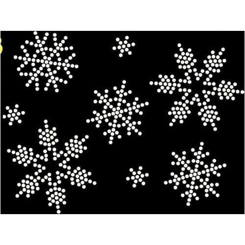 10pc/lot lovely Snow flake hot fix rhinestone transfer motifs iron on design rhinestone applique patch for shirt bag shoes