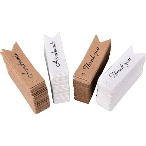 100PCS Handmade Hang Tag Kraft Paper Tags Thank You Gift Tag Labels Packaging Tags For DIY Wedding Party Gift Or Candy Tags