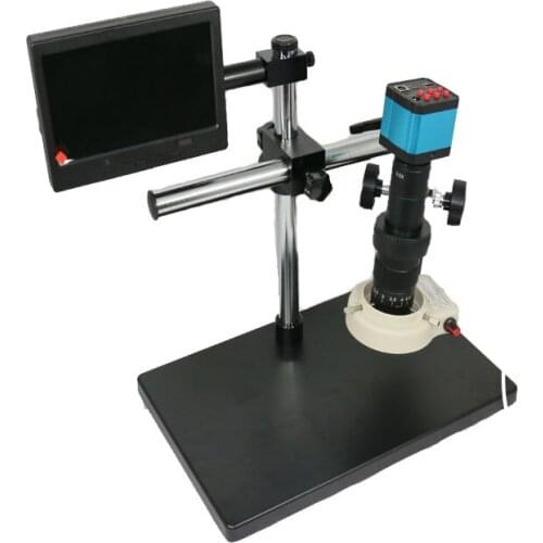 180X 300X C-Mount lens dual arm support 14MP HDMI USB Digital Industry Video Microscope Camera 8 inch LCD IPS Monitor display