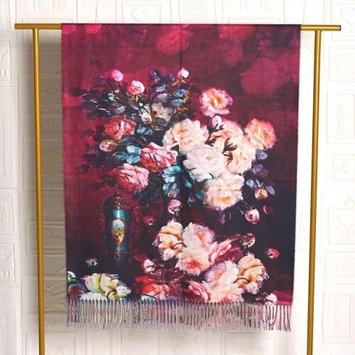 2021Luxury brand women winter cashmere scarf shawl Digital painted shawl Van Gogh oil painting pashmina ladies Blanket scarf