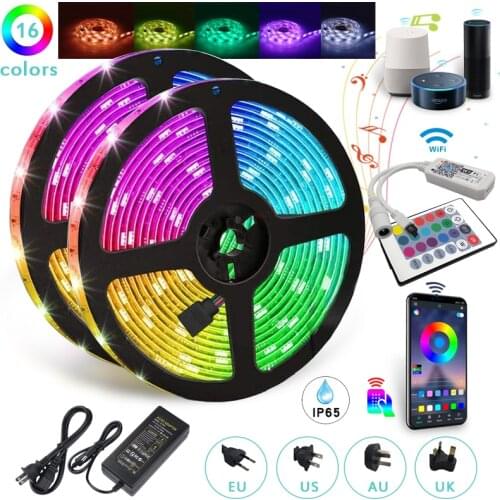 2835 LED Strip Light 5M 10M Bluetooth RGB 5050 Flexible Ribbon Light Strip RGB Tape Diode DC 12V WIFI Control Works With Alexa