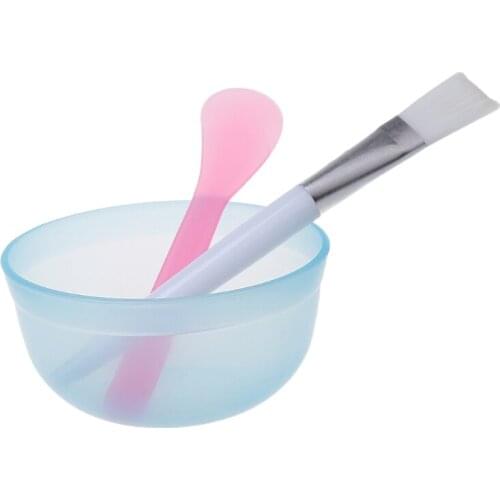 3Pcs Makeup Beauty DIY Facial Face Mask Bowl Brush Spoon Stick Tool Kit Homemade 50JF