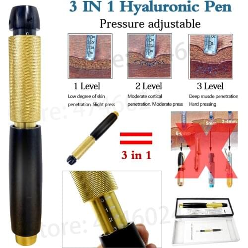 3-level pressure 0.5ml hyaluronic pen multi level adjustable atomizer injection gun lips dermal filler injector Anti-wrinkle pen
