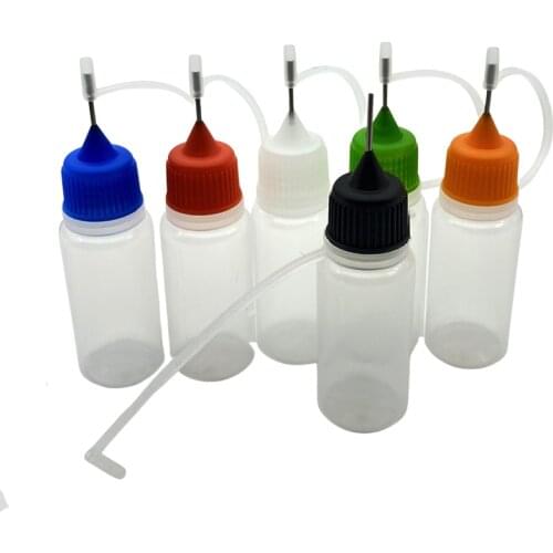 50pcs Empty 10ml Plastic Dropper Bottles Soft PE Bottle With Screw Metal Needle Cap E liquid Bottle