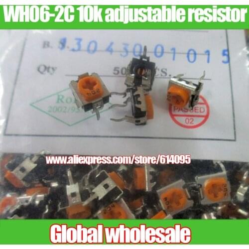 500pcs WH06-2C yellow trim adjustable resistor / adjustable horizontal adjustable potentiometer 103 10K