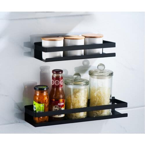 Bathroom Hardware Accessories Modern Black Bathroom Shelf Kitchen Wall Hanging Sundries Rack Shower Shampoo Storage Shelf