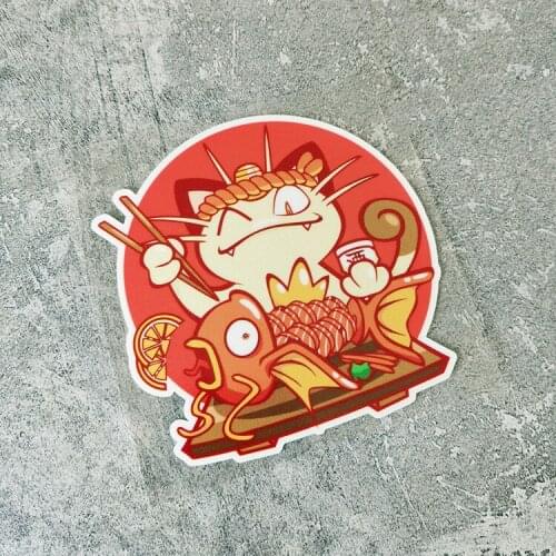 Lucky Cat Carp Anime Cartoon Car Stickers Applique Motorcycle Helmet Auto Personality Auto Triangle Window Decals Waterproof
