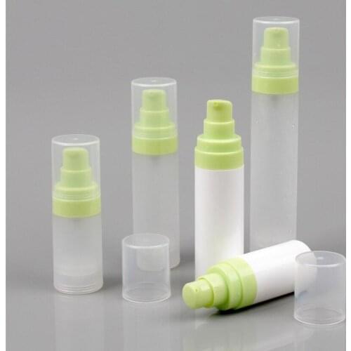 50ML white/frosted plastic airless bottle with white/green pump for lotion/serum/emulsion/foundation skin care cosmetic packing