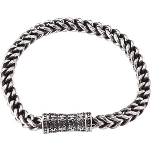 6mm Stainless Steel Curb Cuban Link Chain Magnetic Clasp Bracelet for Men Punk Style Male Jewelry Wrist Accessories Gift GS0056